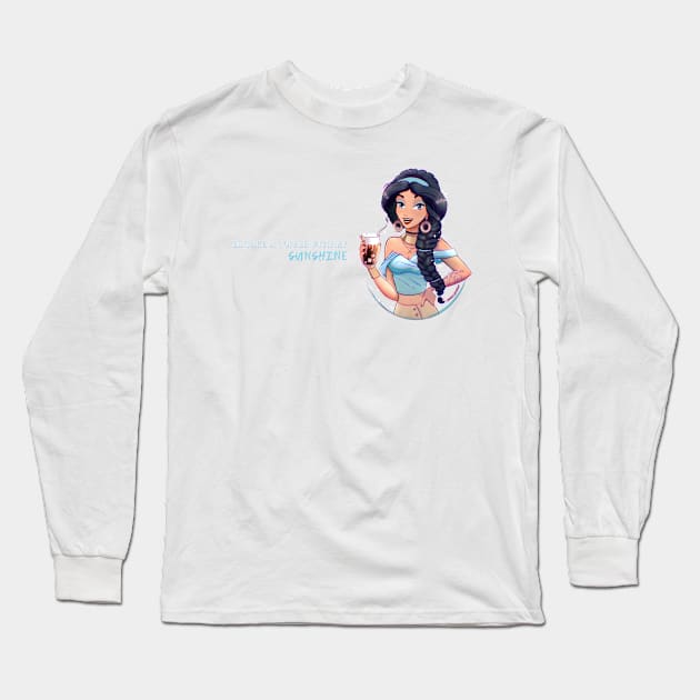 Arabic Princess with Cold Brew Long Sleeve T-Shirt by Amadeadraws